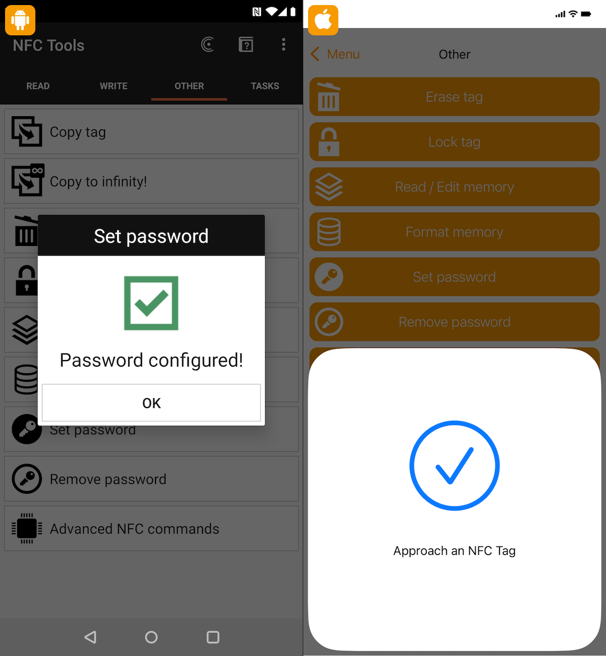 How to add a password to NFC Tag, Password Protect